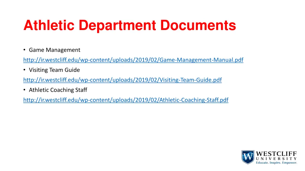 athletic department documents