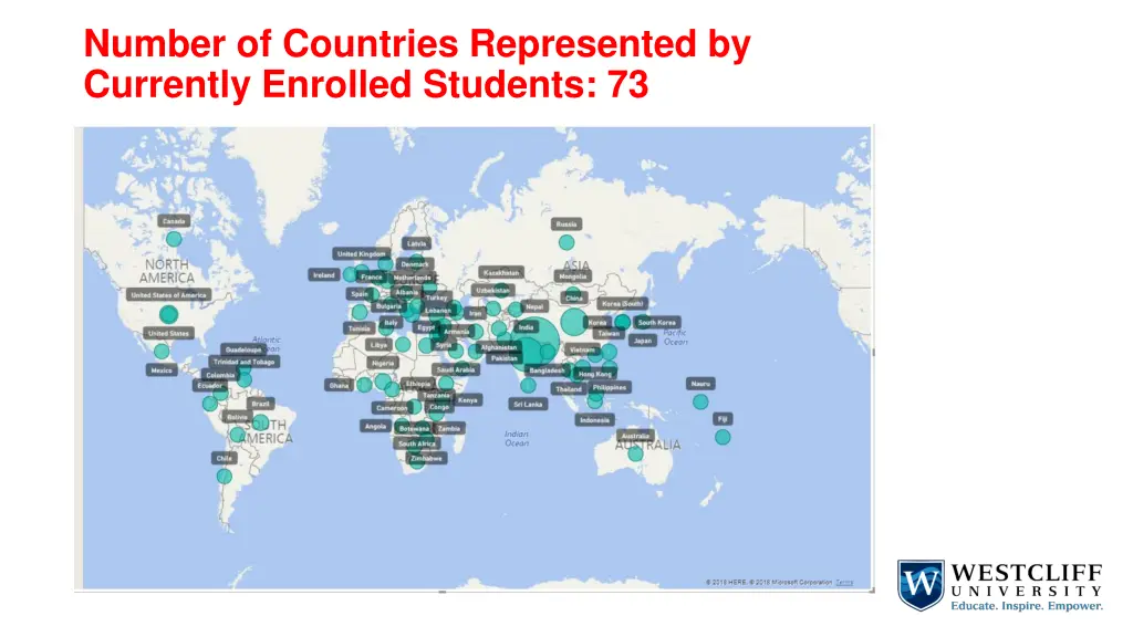 number of countries represented by currently