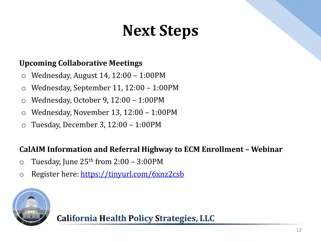 next steps