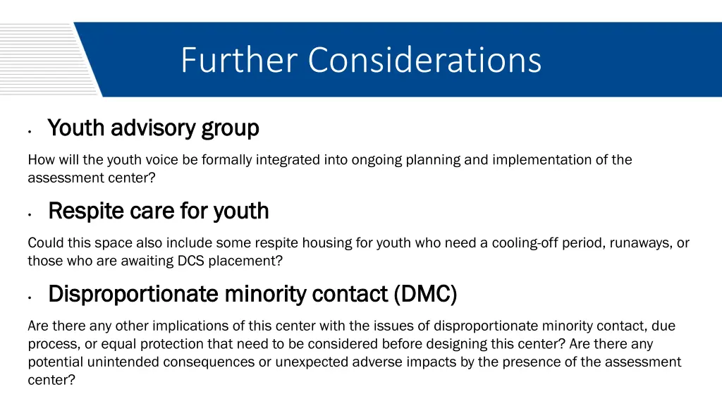 further considerations