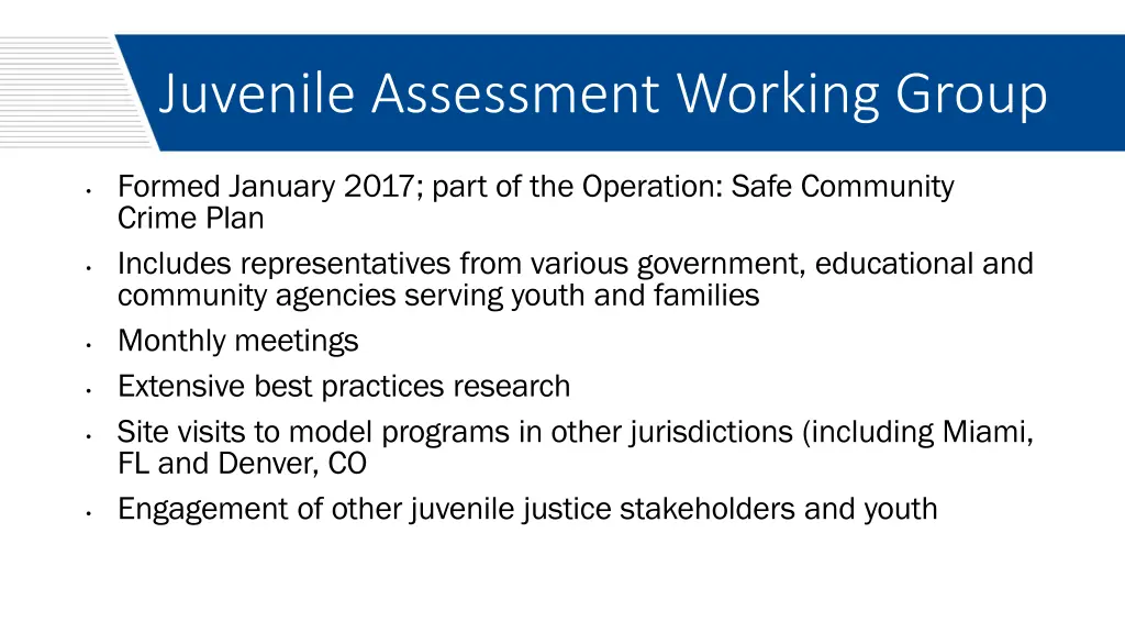 juvenile assessment working group