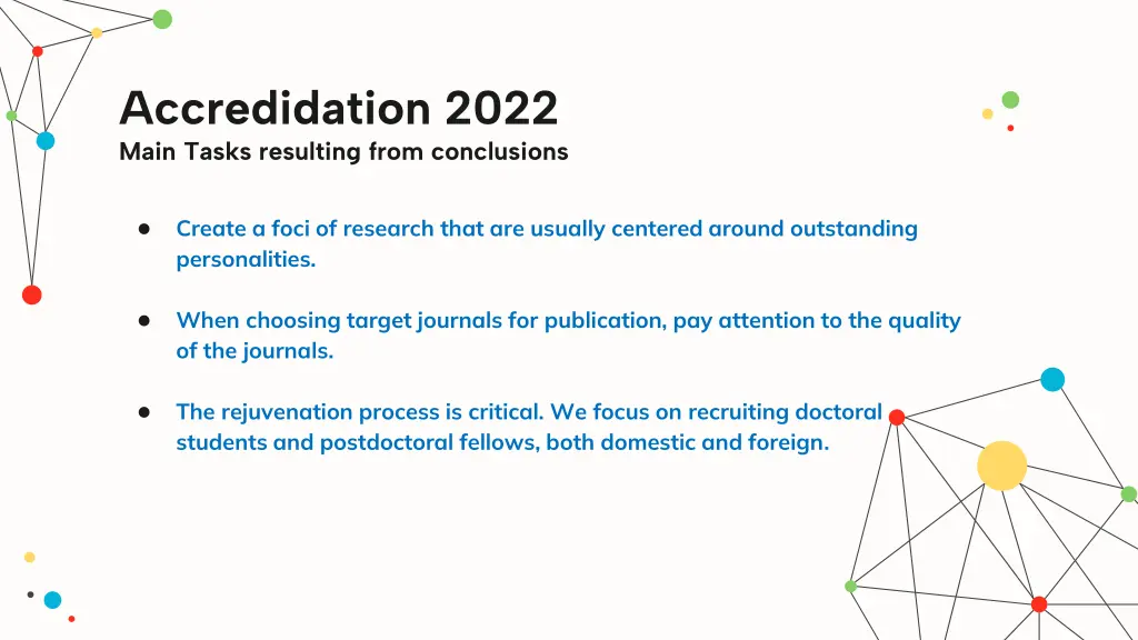 accredidation 2022 main tasks resulting from