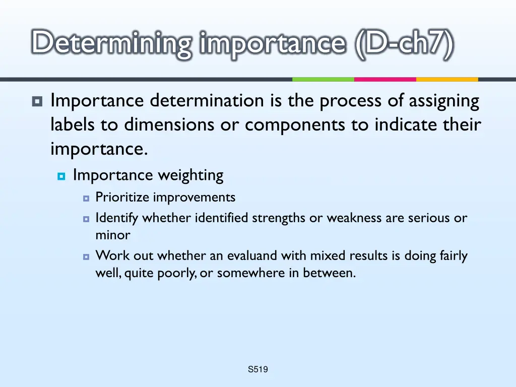 determining importance d ch7