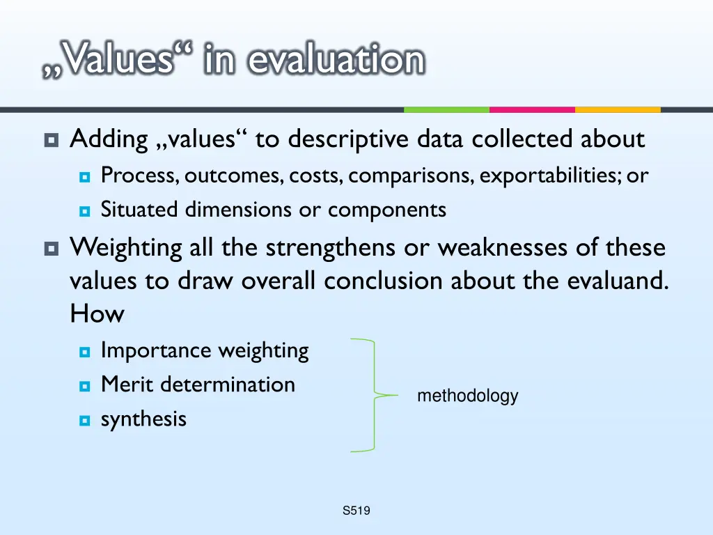 values in evaluation
