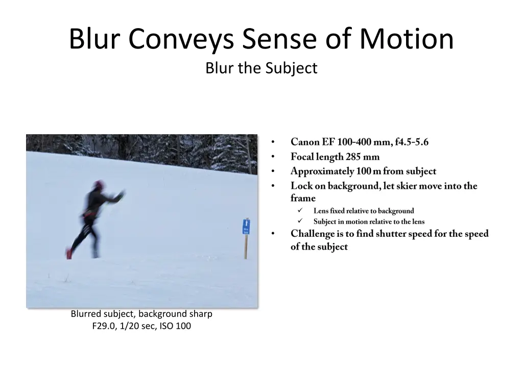 blur conveys sense of motion blur the subject