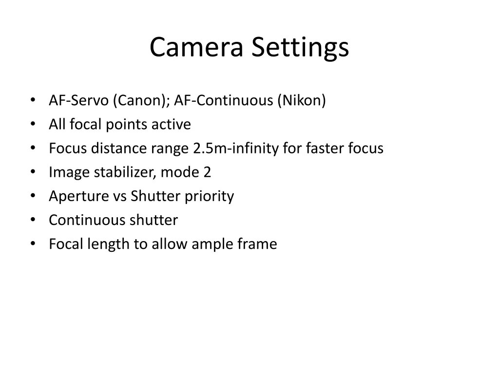 camera settings