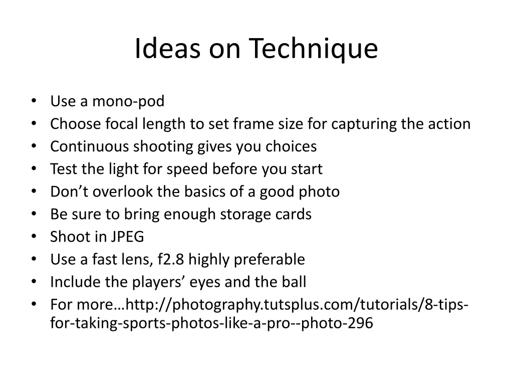 ideas on technique