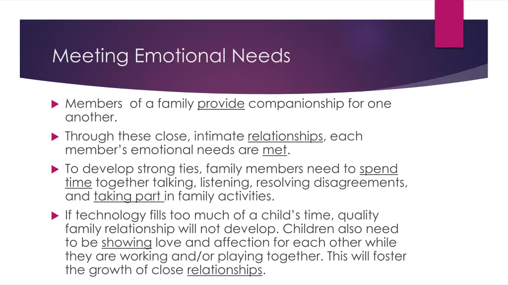 meeting emotional needs