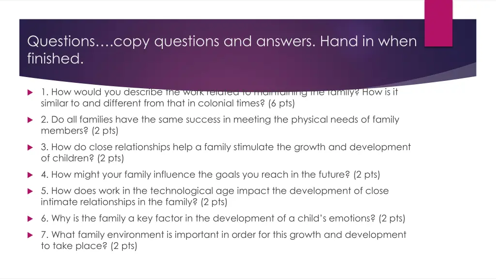 questions copy questions and answers hand in when