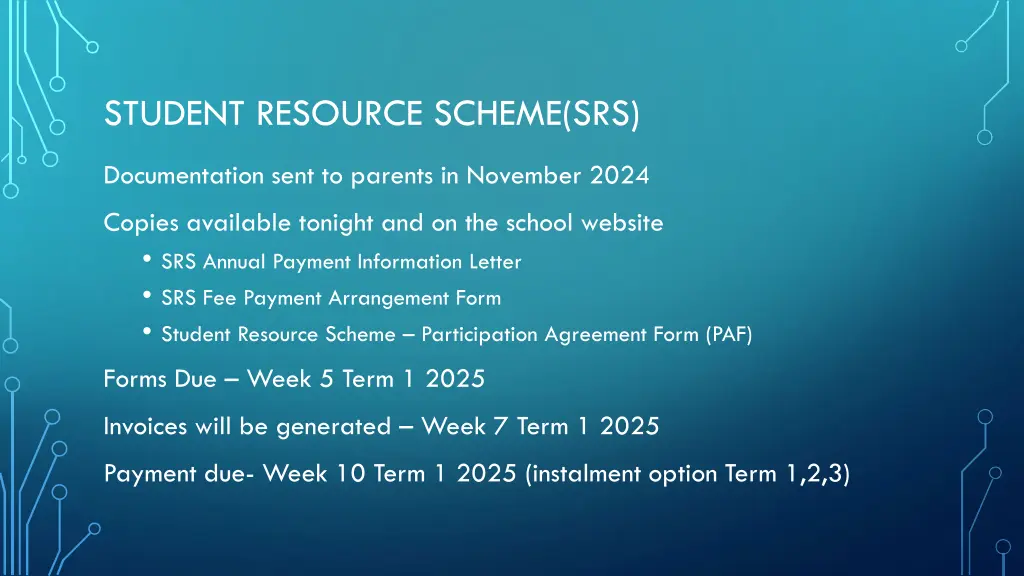student resource scheme srs