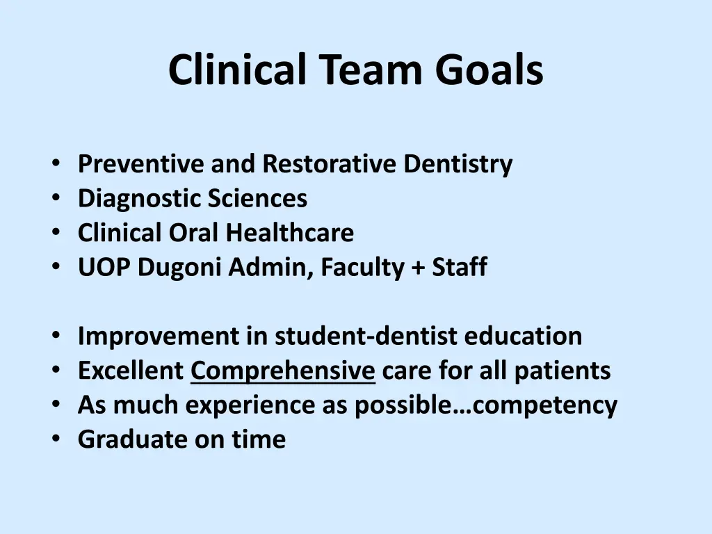 clinical team goals