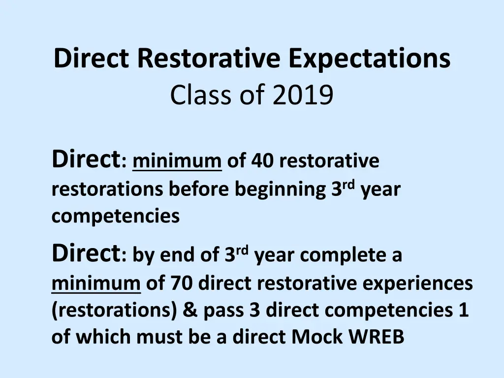 direct restorative expectations class of 2019