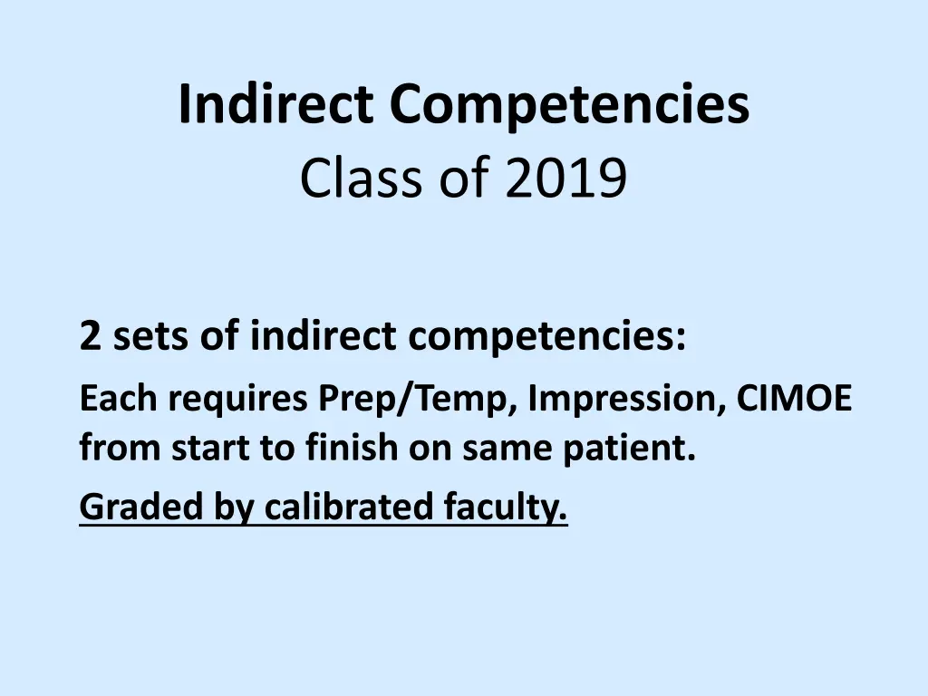 indirect competencies class of 2019