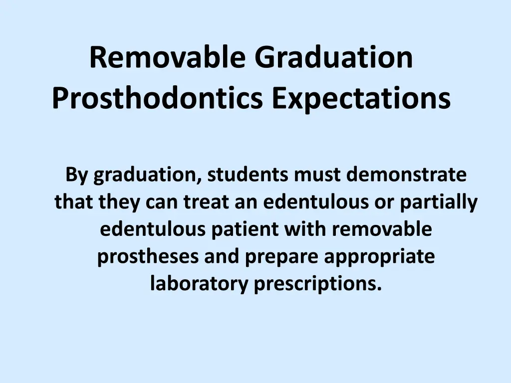 removable graduation prosthodontics expectations
