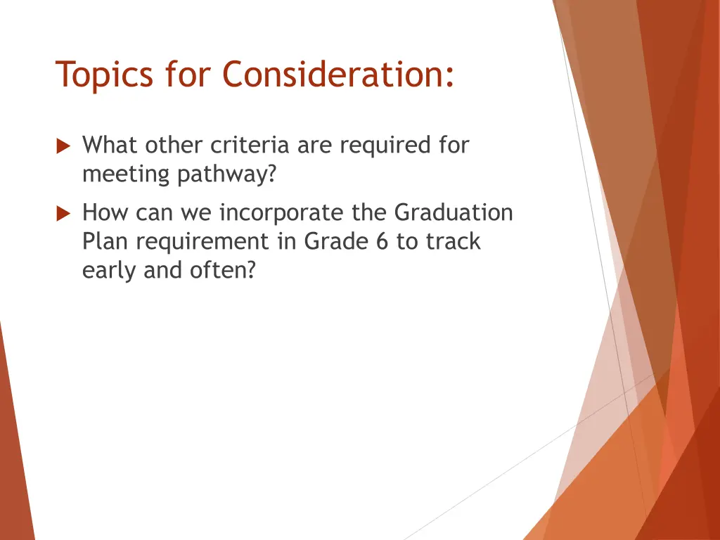 topics for consideration