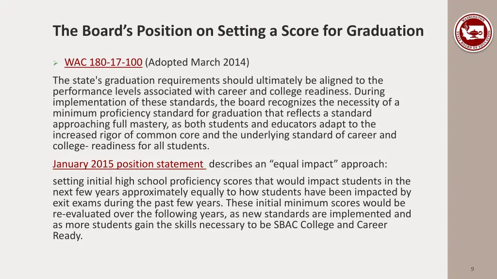 the board s position on setting a score
