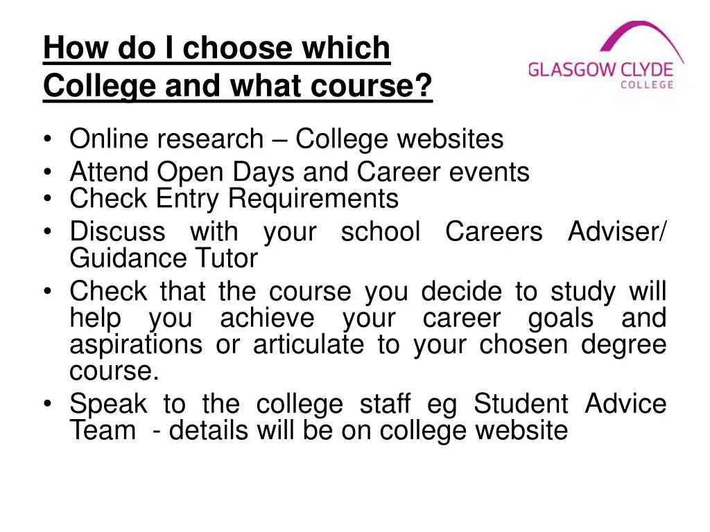 how do i choose which college and what course