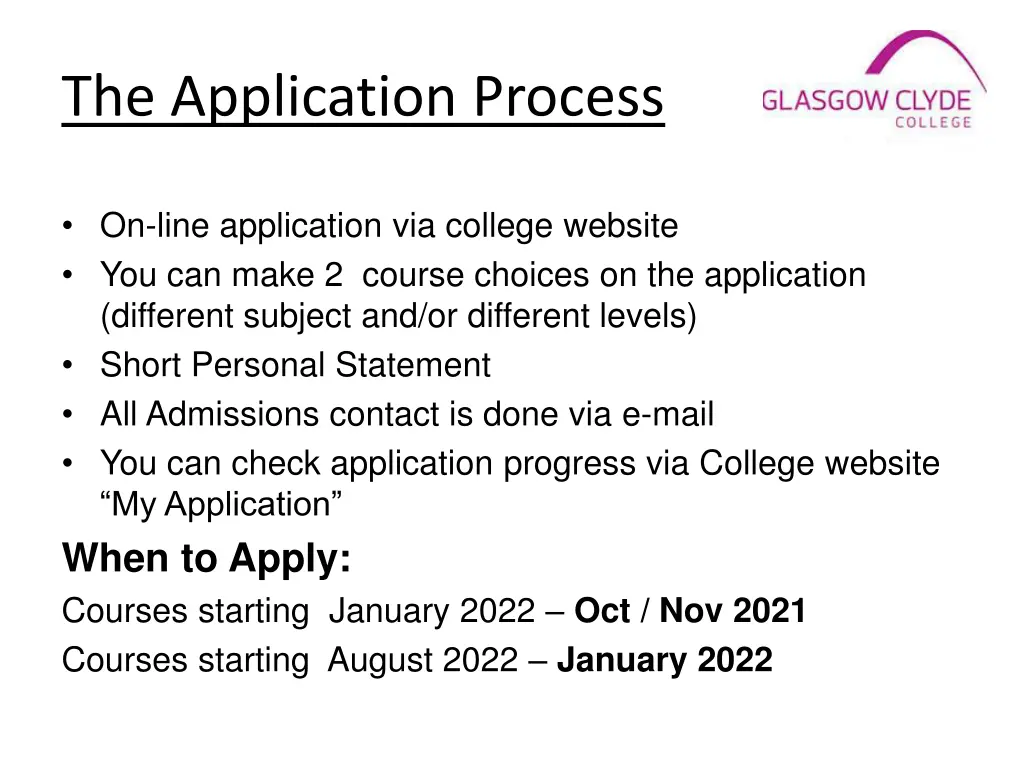the application process