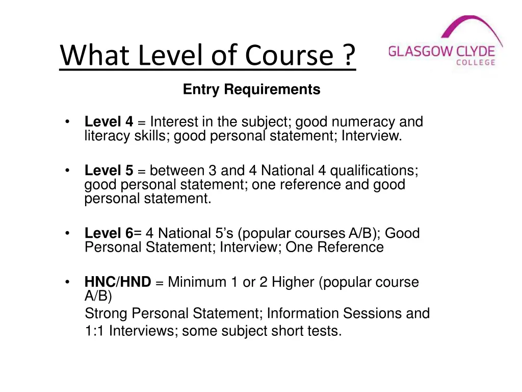 what level of course