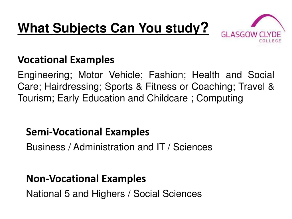 what subjects can you study