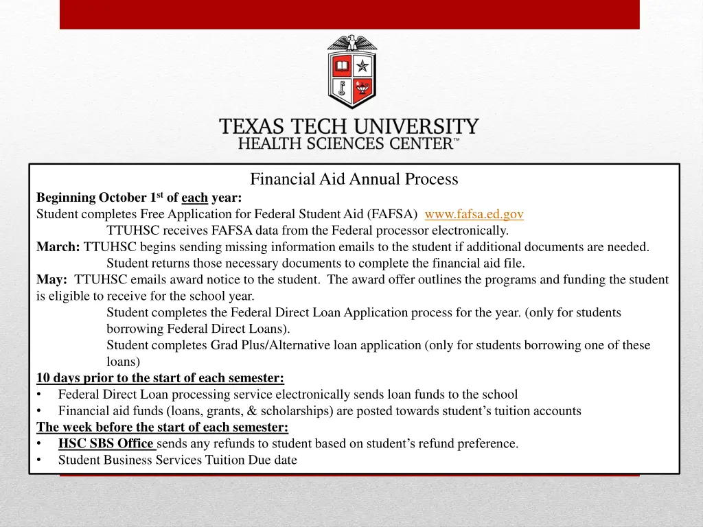 financial aid annual process