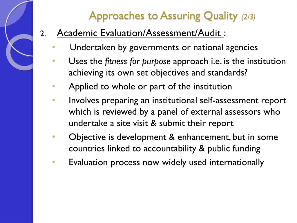 approaches to assuring quality 2 3
