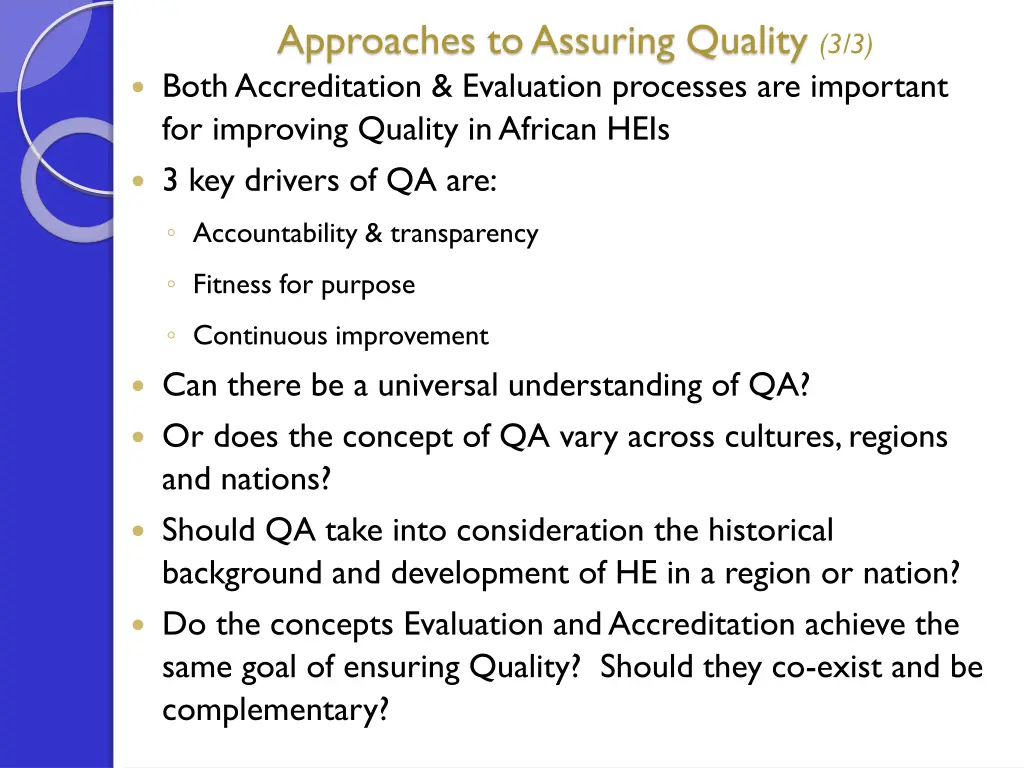 approaches to assuring quality 3 3 both