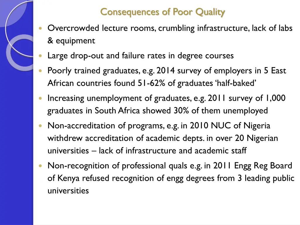 consequences of poor quality