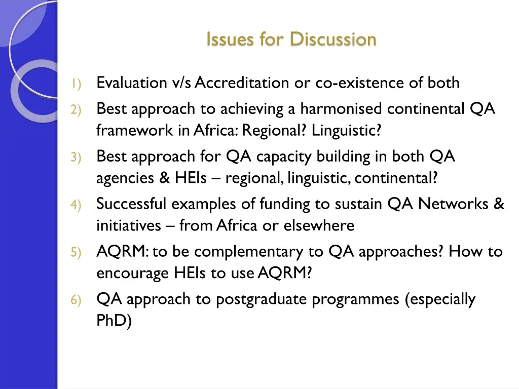 issues for discussion