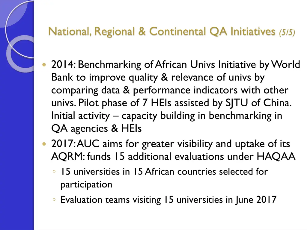 national regional continental qa initiatives 5 5