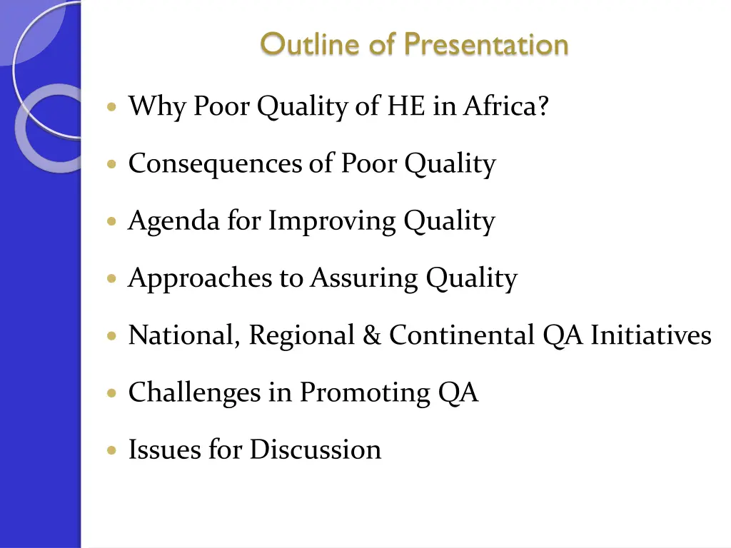 outline of presentation