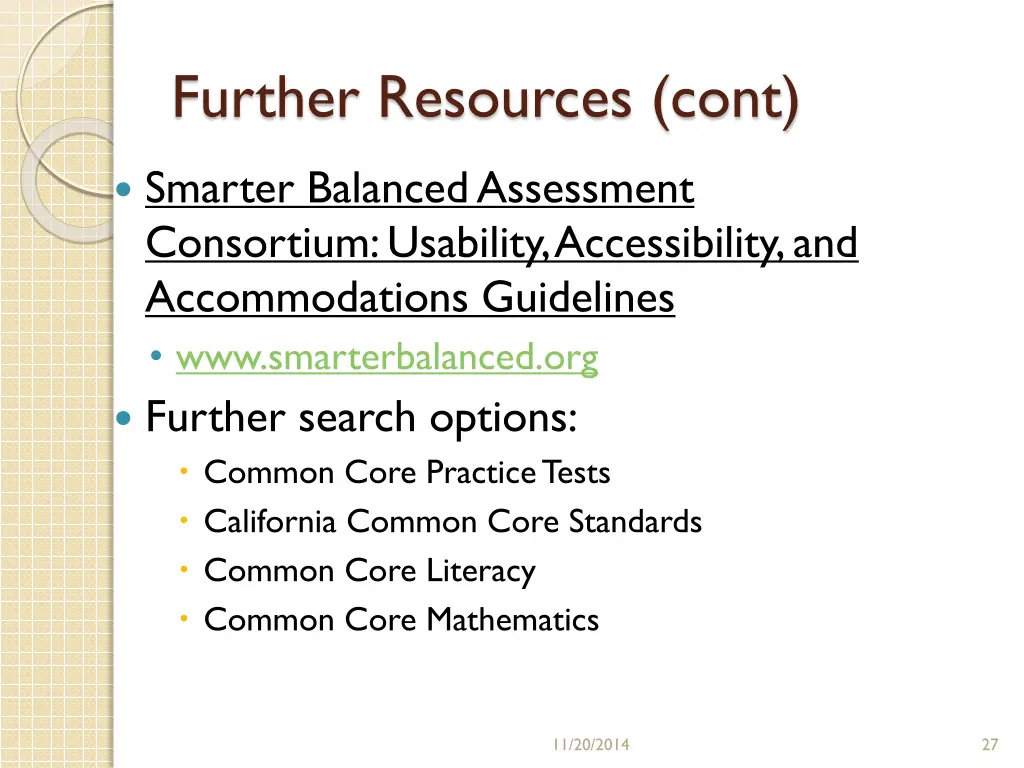 further resources cont