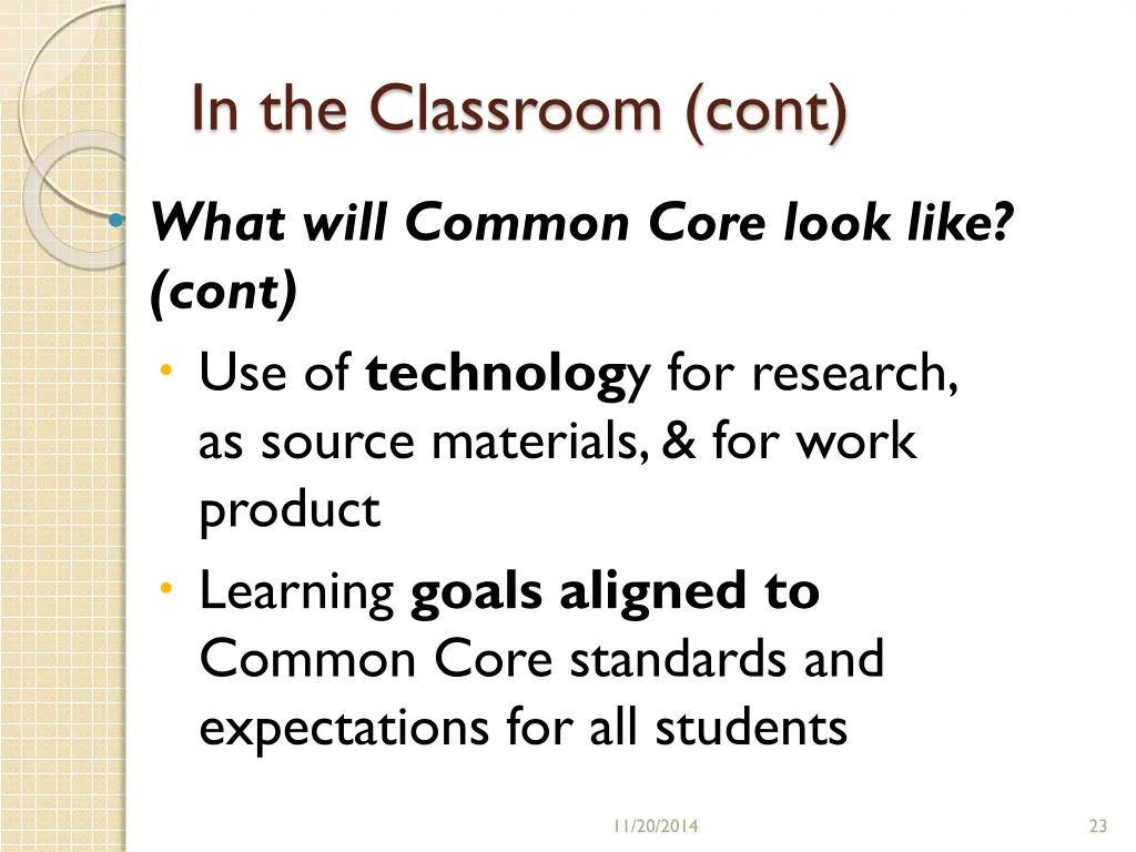 in the classroom cont