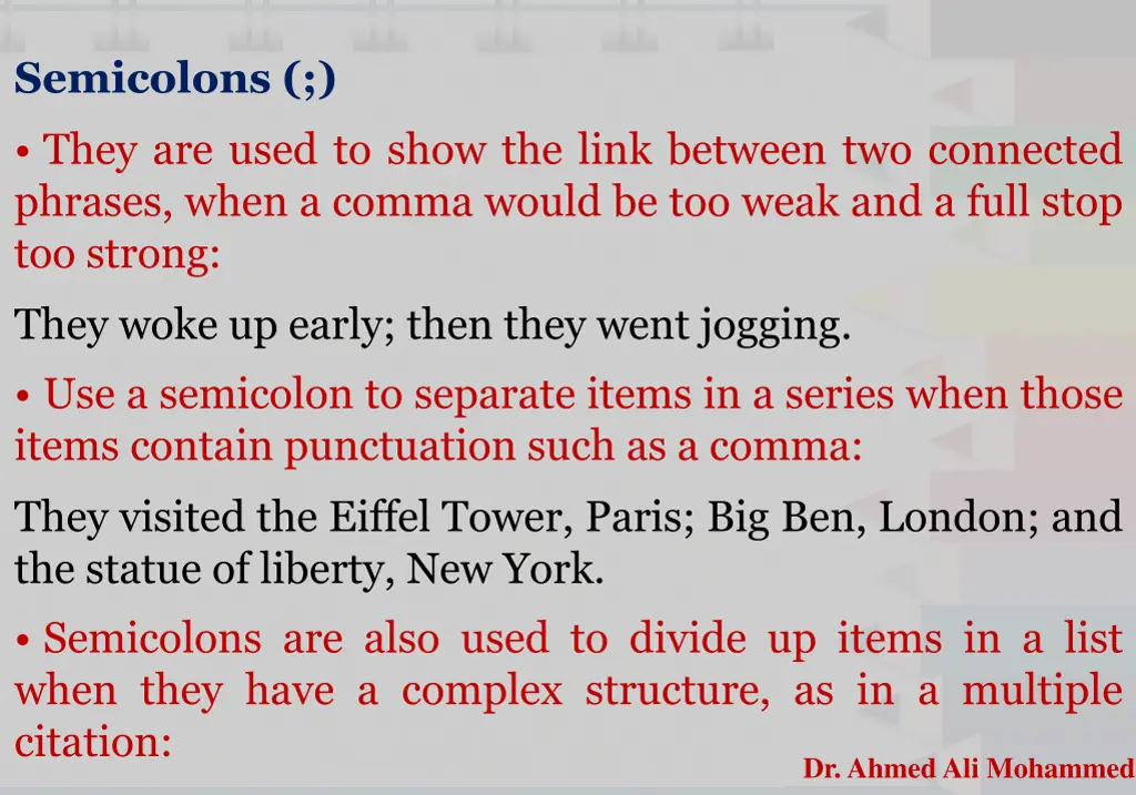 semicolons