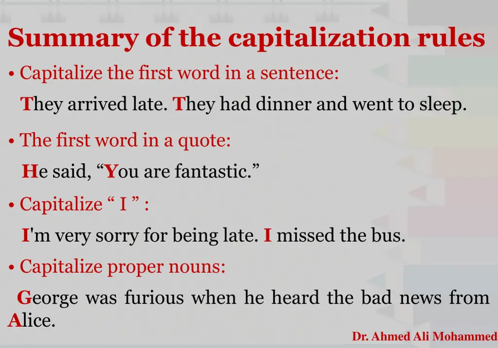 summary of the capitalization rules