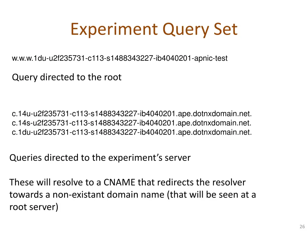 experiment query set