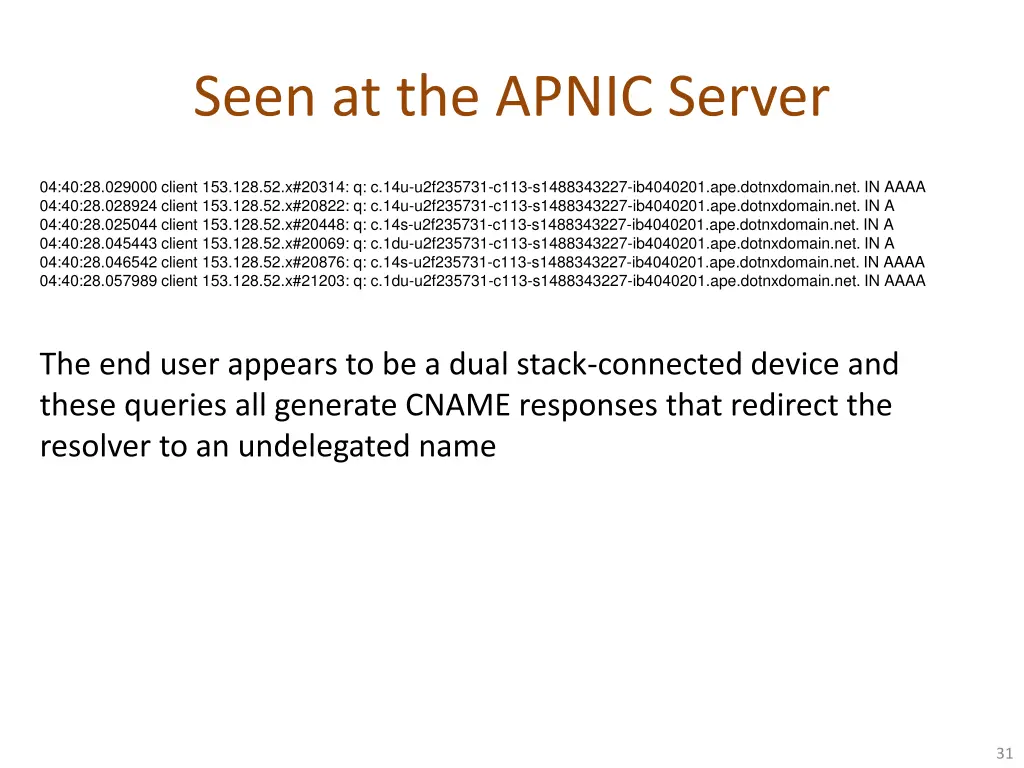 seen at the apnic server