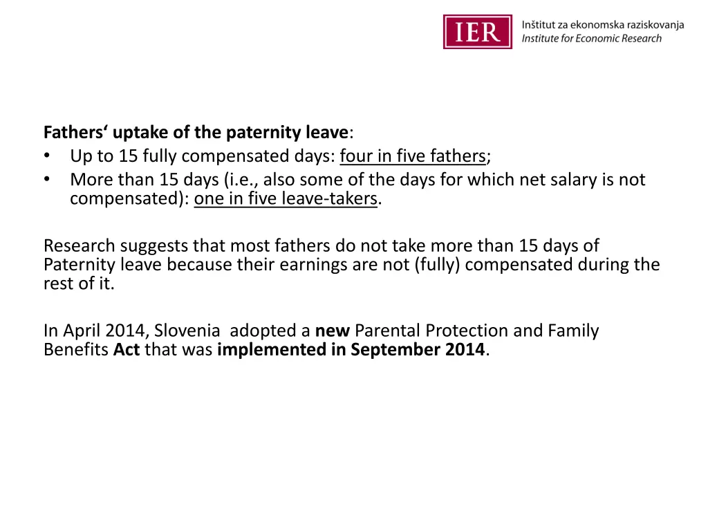 fathers uptake of the paternity leave