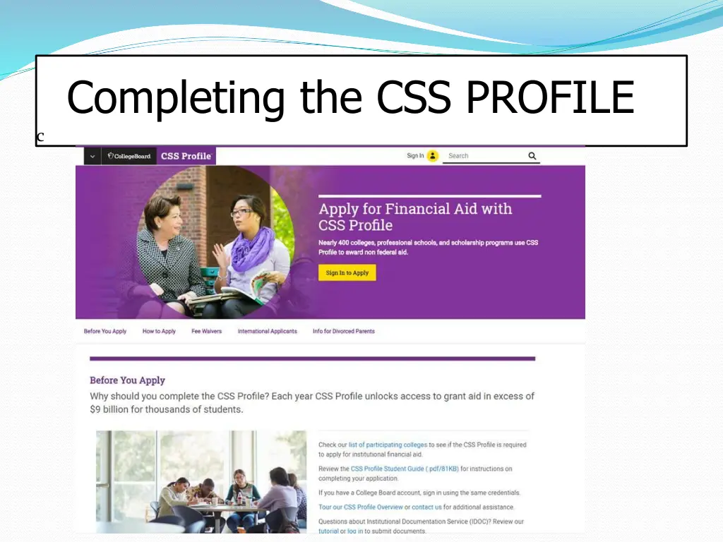 c completing the css profile