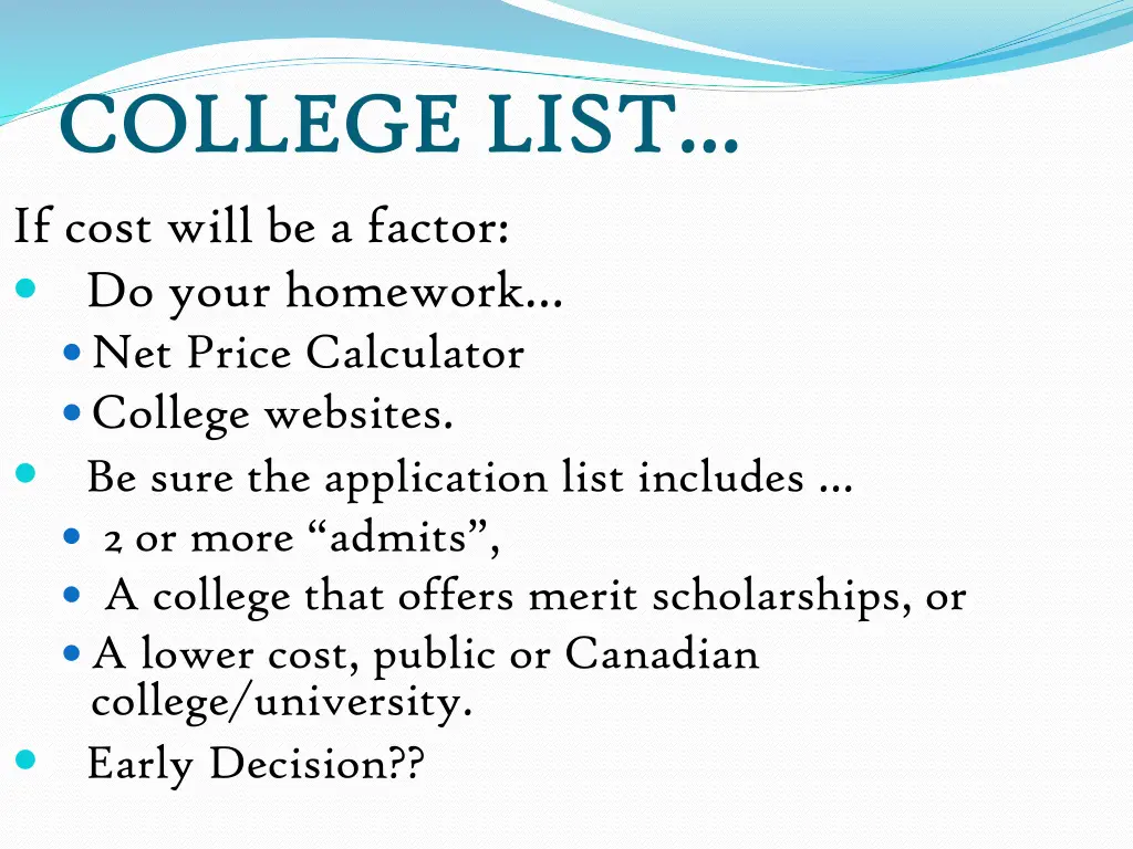 college list college list