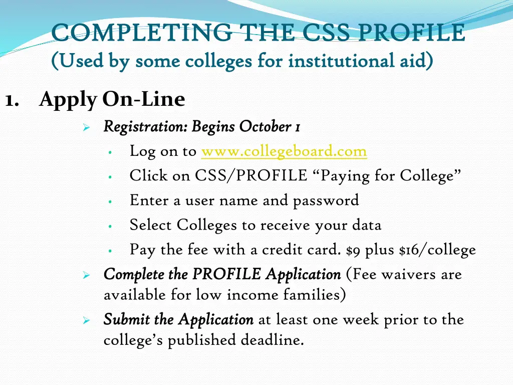 completing the css profile completing