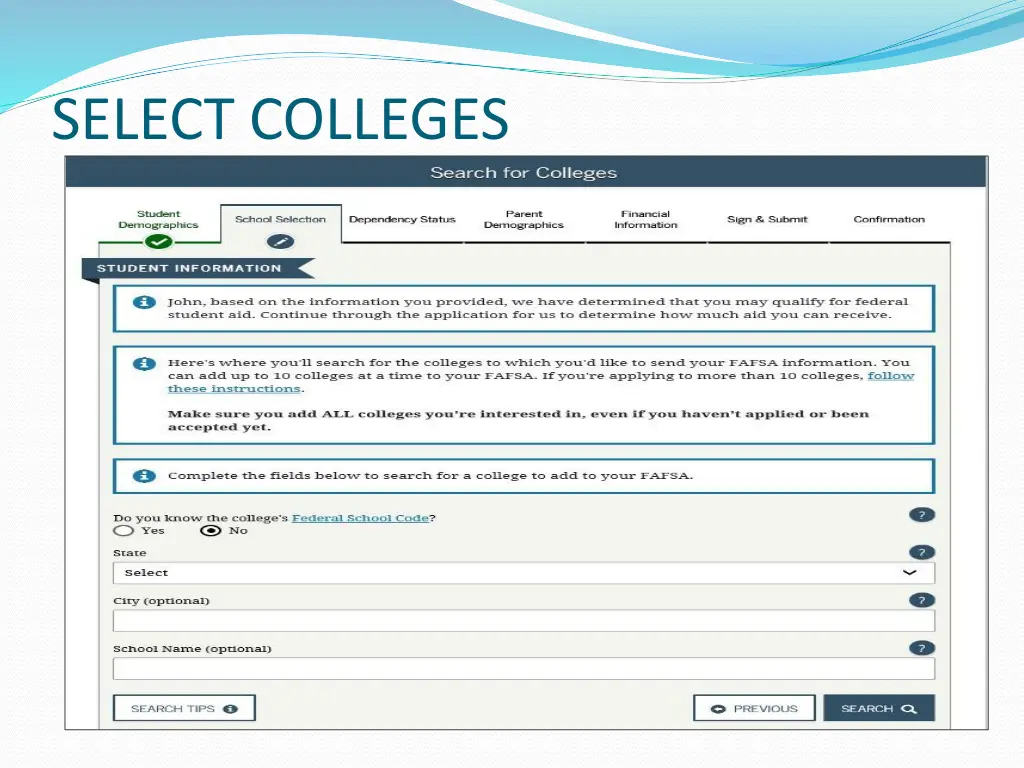 select colleges