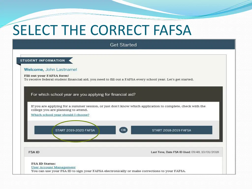 select the correct fafsa