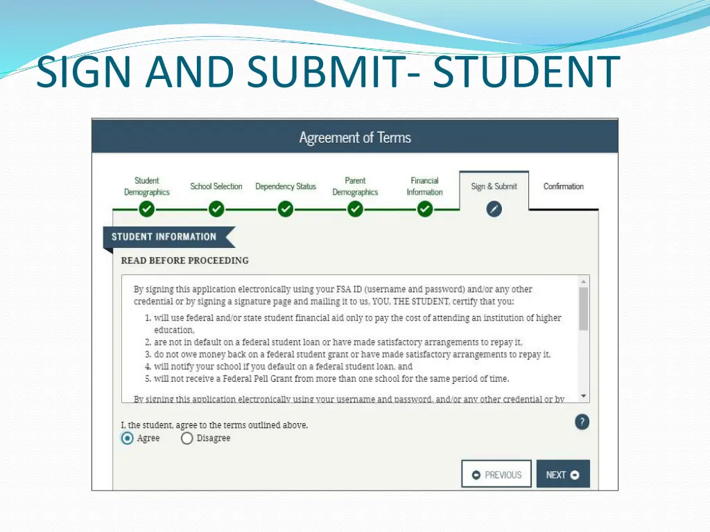 sign and submit student