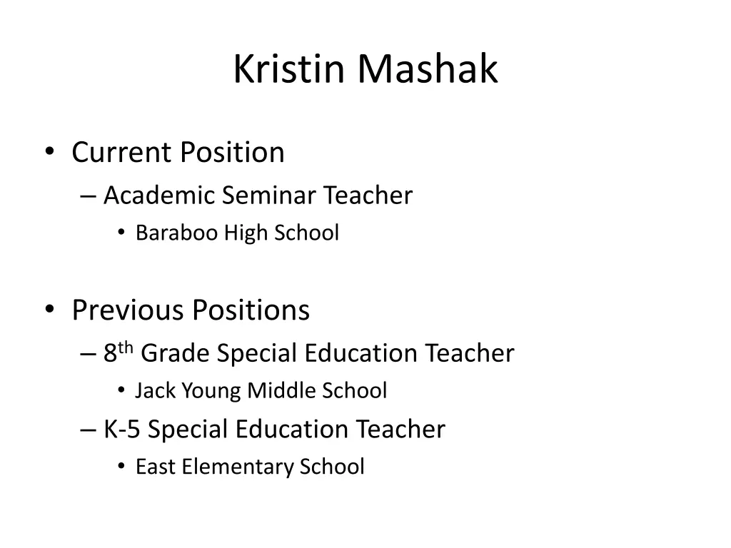 kristin mashak