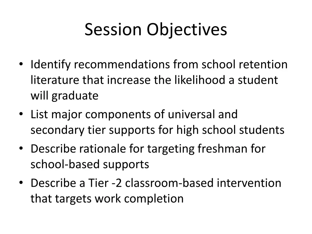 session objectives