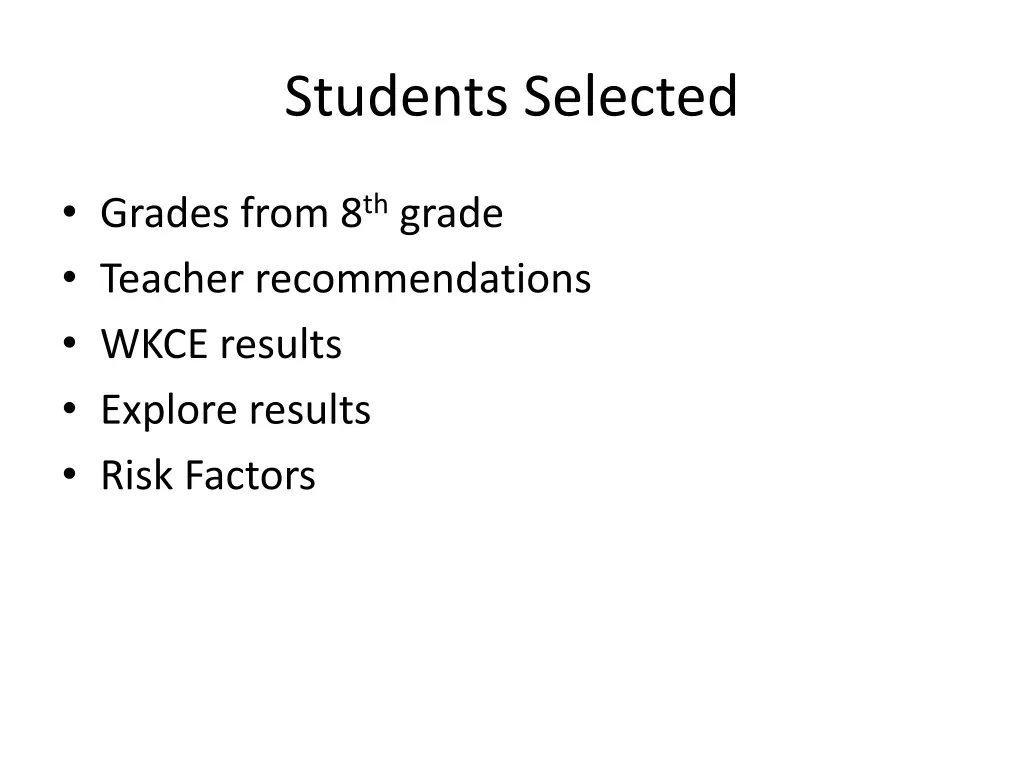 students selected