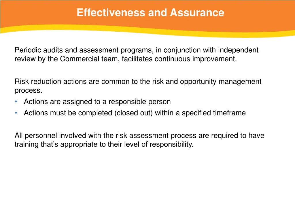 effectiveness and assurance