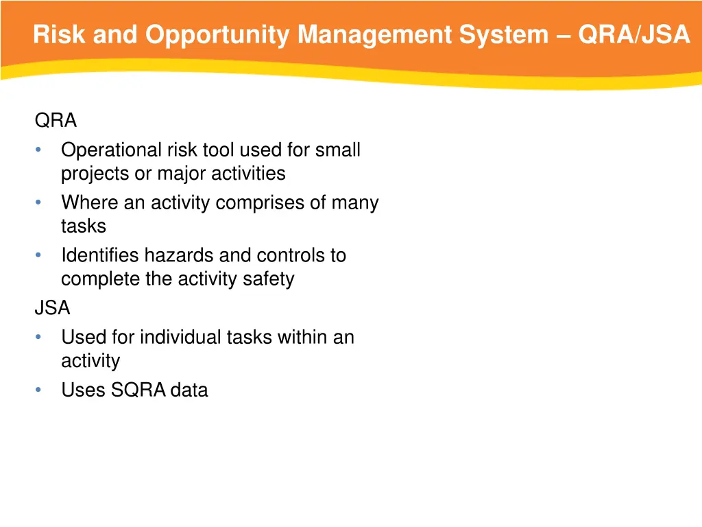 risk and opportunity management system qra jsa