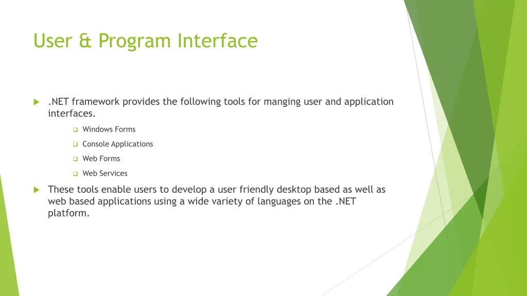 user program interface